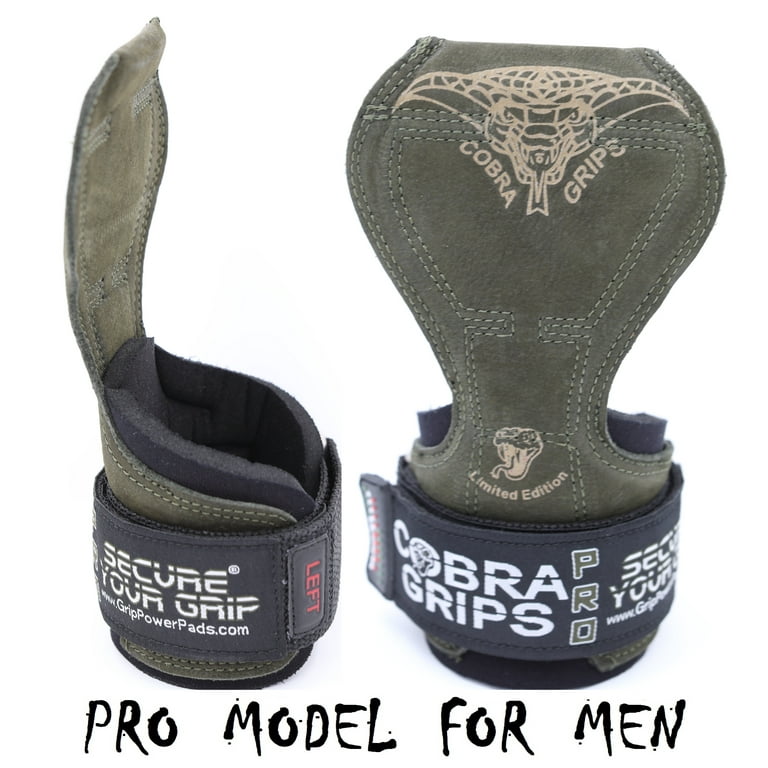Grip Power Pads Cobra Grips PRO Heavy Duty Weight Lifting Straps Wrist Wrap Support Green Leather