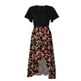 thumbnail image 4 of 2026 ! JINMGG Summer Dresses 2026, Dresses for Women 2026 Summer Dresses for Women Short Sleeve V Neck Boho Floral Print Tie Waist High Low Ruffle Cocktail Maxi Dress Orange L, 4 of 7