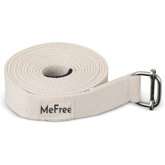MeFree Cotton Workouts Unisex Yoga Straps Belt 9 ft - Exercise & Fitness Stretching All Asanas - Strong Strap with Metal Sliding Bar Buckle