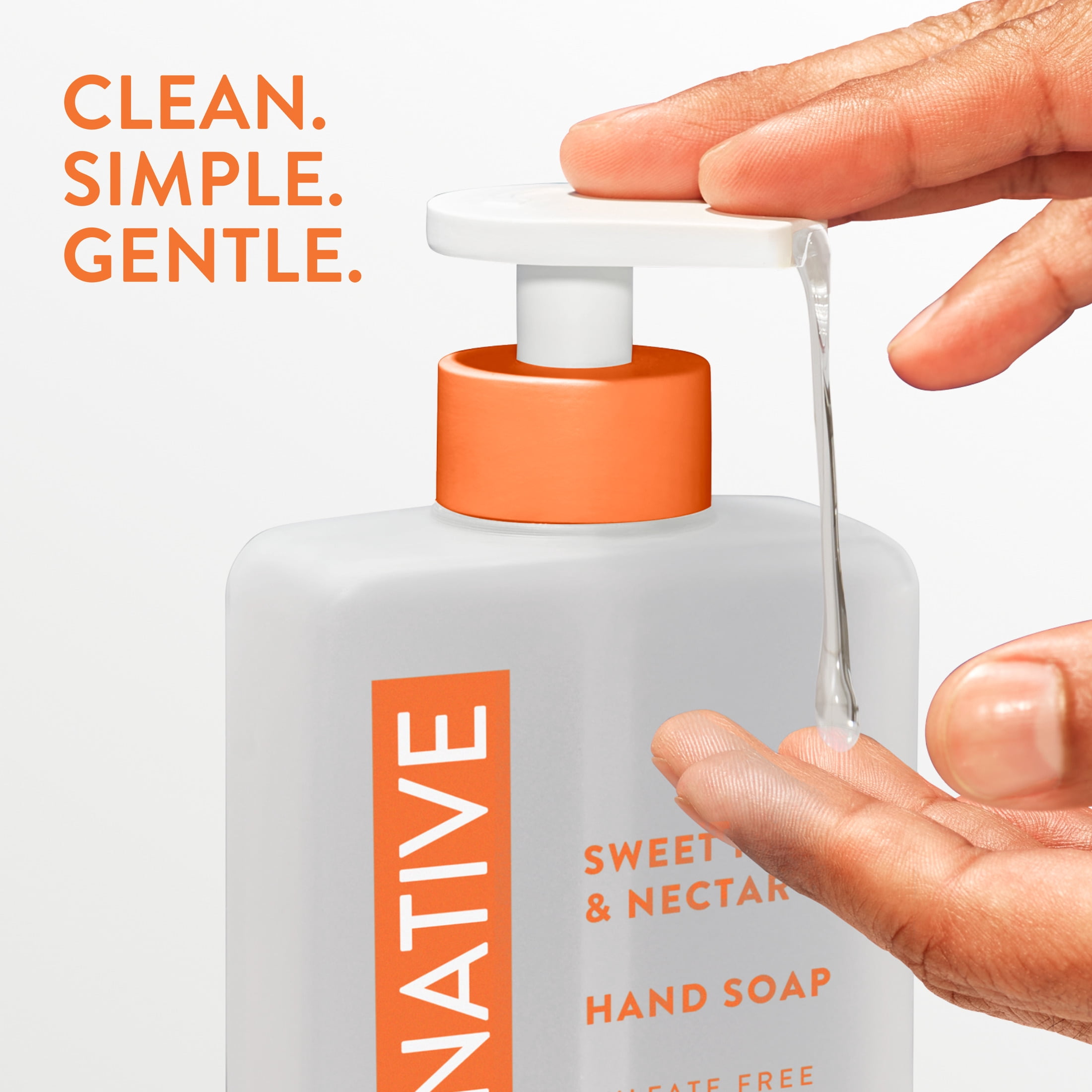 (6 pack) Native Liquid Hand Soap, Sweet Peach & Nectar, Non-drying, Naturally Derived Cleansers, Sulfate Free, 13 fl oz