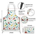 thumbnail image 3 of White Cartoon Dinosaurs Bones Leaves Apron-Garden Aprons for Women with Pockets-Cotton Linen Waterproof Kitchen Cooking Gardening Aprons Adjustable for Kitchen,Cooking,BBQ and Salon 33x27 Inch, 3 of 7