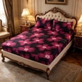 thumbnail image 1 of Linnome Washable Cotton Fitted Sheet Set with Pillowcases Elastic Mattress Protector Bed Cover Machine Washable for Home, 1 of 9