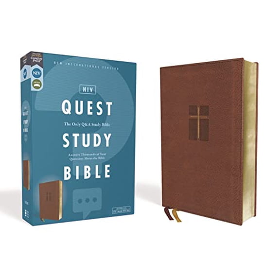 Pre-Owned NIV, Quest Study Bible, Leathersoft, Brown, Comfort Print: The Only Q and A Study Bible, 9780310450849, 0310450845, Paperback,