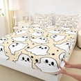 thumbnail image 4 of Manfei Cartoon Ghost Halloween Bed Sheets,Autumn Leaf Print Full Size Sheets,4 Pieces,1 Flat Sheet,1 Fitted Sheet and 2 Pillowcases, 4 of 6