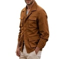 thumbnail image 2 of Utility Jacket Men Lapel Collar Button Multi Pockets Single Breasted Vintage Cargo Coat Spring Fall Casual Outdoor Outerwear, 2 of 7