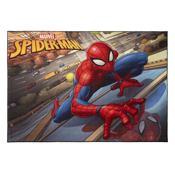 Marvel Spiderman Printed Polyester Rug, 4'6"x6'6", Multicolor