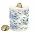 thumbnail image 1 of Anemone Flower Piggy Bank, Floral Pattern with Bouquet of Blue Flowers Delicate Victorian Design, Ceramic Coin Bank Money Box for Cash Saving, 3.6" X 3.2", Night Blue White, by Ambesonne, 1 of 4
