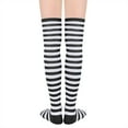 thumbnail image 2 of Zando Womens Thigh High Socks Extra Long Striped Socks Over the Knee Socks for Halloween Costumes Black and White, 2 of 6