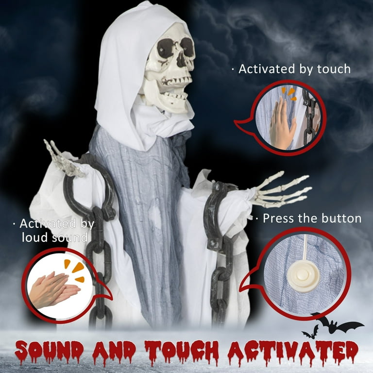 Scary Grim Reaper Light Up Animated Skeleton Ghost Outdoor Halloween Decorations Scary Grim Reaper Light Up Animated Skeleton Ghost Outdoor Halloween Decorations