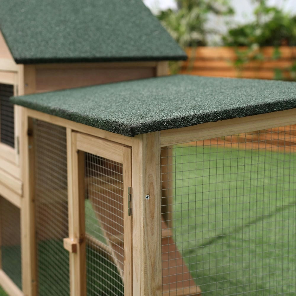 Spaco Rabbit Cage for Outdoor, Rabbit House 83" 2 Story Deluxe XL Wooden Rabbit Hutch Big Bunny Cage w/ Ladder and Run