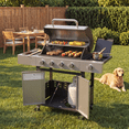 thumbnail image 2 of Clouddwell 4 Burner Gas Propane Grill, with 4 Casters, Side Table, and Thermometer, Patio Garden BBQ Grill Perfect for Camping, Silver, 2 of 8