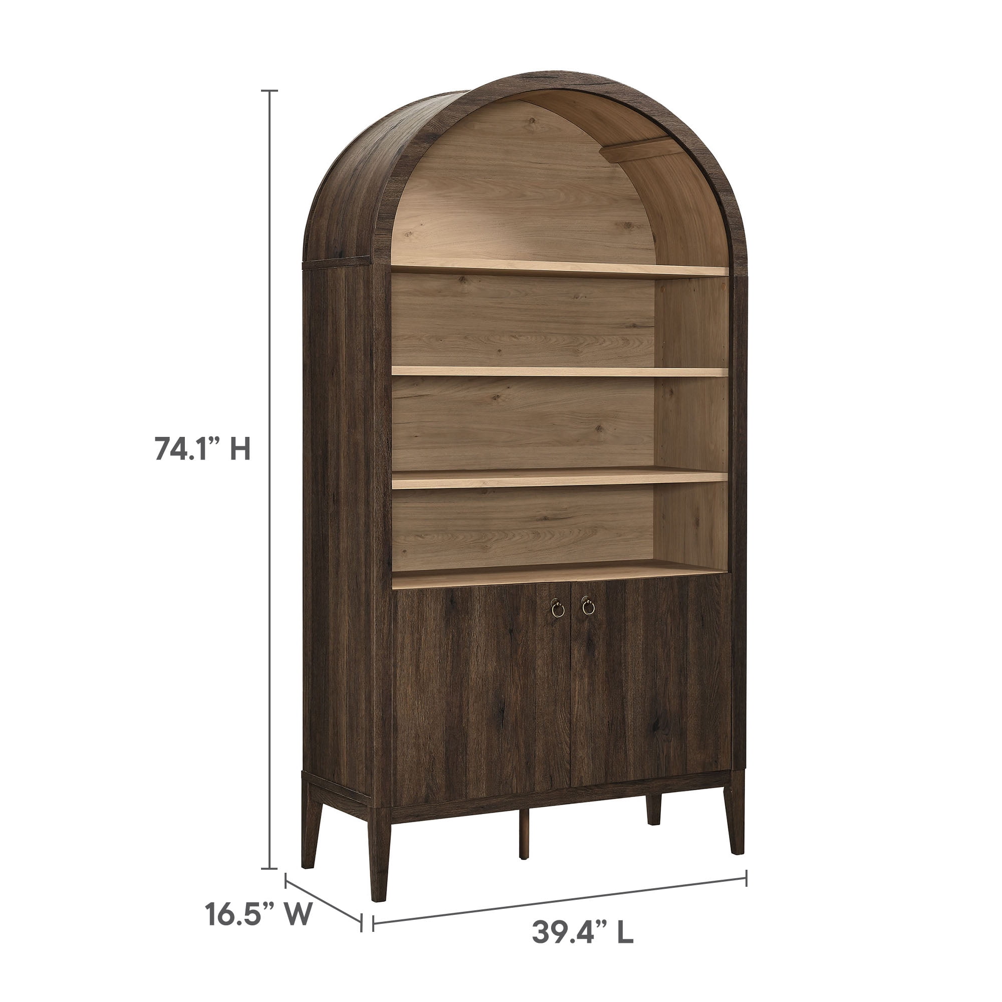 Nolan Storage Display Cabinet Bookshelf in Dark Walnut