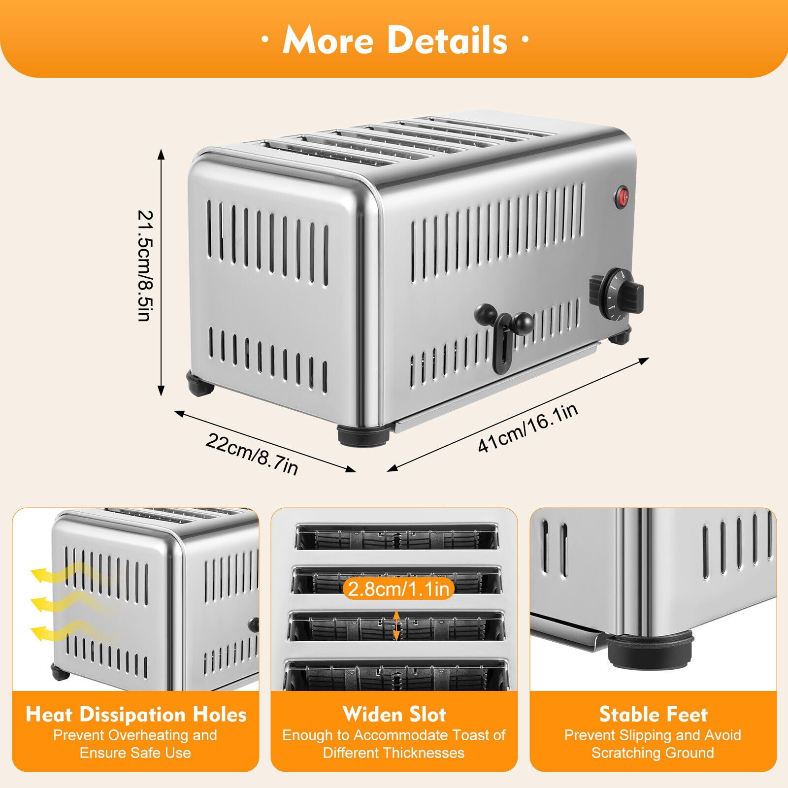 1680W 110V Commercial Conveyor Toaster, 6 Slots Stainless Steel Bread Toaster Baking Machine, Electric Restaurant Equipment for Bun Bagel Bread Baked Food, Timing Function