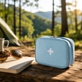 thumbnail image 5 of Travel Medical Storage Pouch, Empty First Aid Bag, Travel Organizer, Emergency Kit Bag, Light Blue Fabric, Medium Size 8X6X3 Inch Portable First Aid Organizer for Outdoor Camping,, 5 of 5