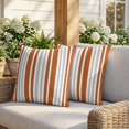 thumbnail image 3 of 24x24 Pillow Covers Set of 2, Burnt Orange Grey Stripe Square Throw Pillow Covers for Couch/Sofa/Living Room, Farmhouse Minimalist Striped Decorative Soft Pillowcases for Couch Throw Pillows, 3 of 9