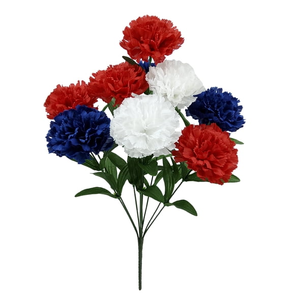 Mainstays Indoor Artificial Carnation Bush, Red White Blue, 20 in