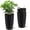 White, variant on Set of 2 Tall Self-Watering Planters – 16" & 22" Black Plastic Flower Pots – Built-in Drainage, Water Level Gauge & Inner Bucket – Large Indoor/Outdoor Planters for Garden, Patio, Balcony, Porch