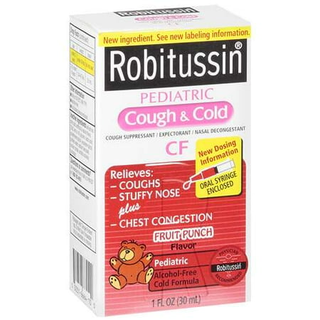 Robitussin Pediatric Fruit Punch Cough & Cold Liquid, 1 Fl. Oz.