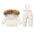 thumbnail image 3 of Kids Winter Jacket and Snow Pants New Boys and Girls Winter Fashion Outdoor Children's Hooded Thick Warm Printed Ski Suit Set Style B-16 White 1 Years, 3 of 4