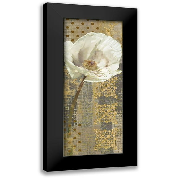 Nan 8x14 Black Modern Framed Museum Art Print Titled - White Poppy Shimmer I
