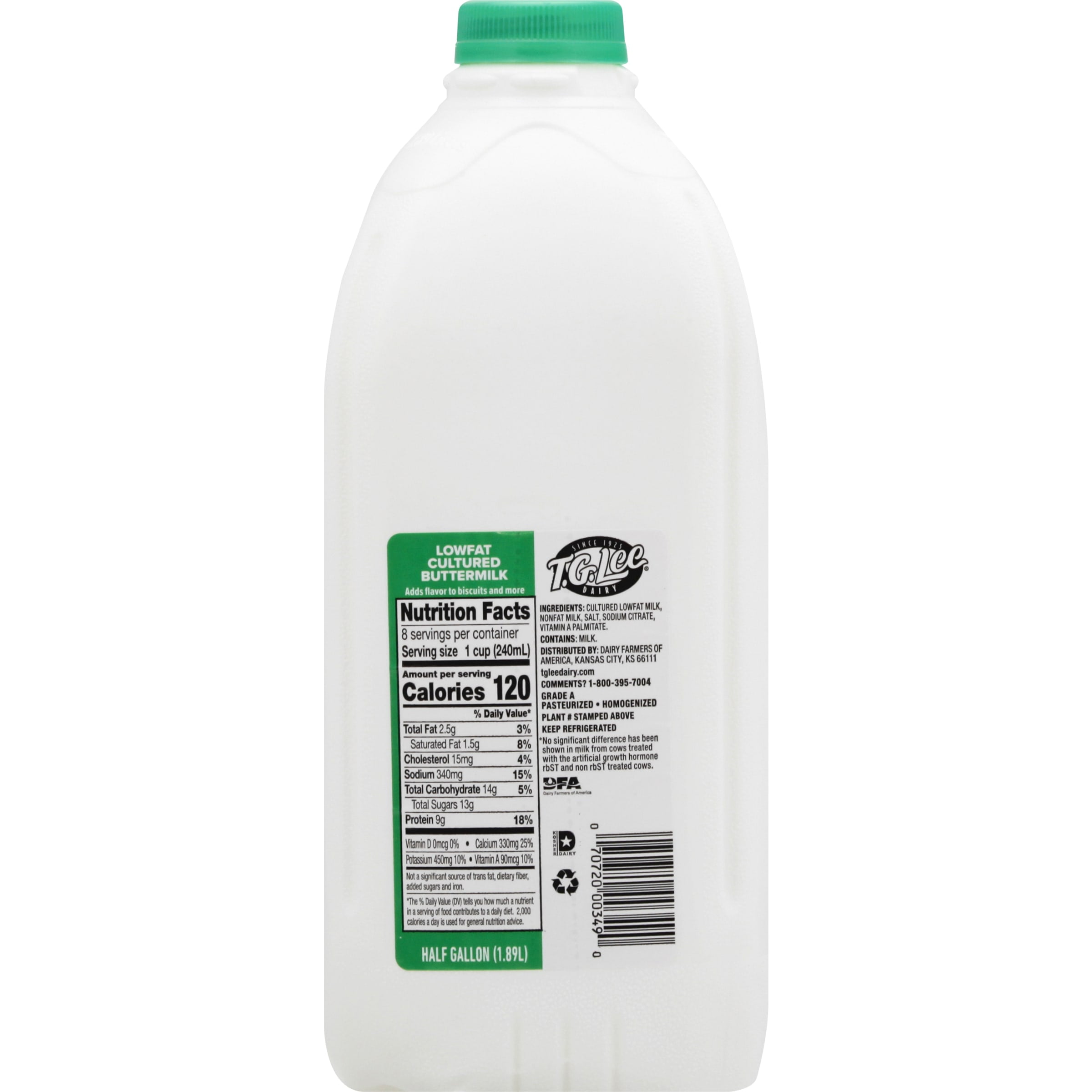 T.G. Lee Dairy Low Fat Cultured Buttermilk, Half Gallon