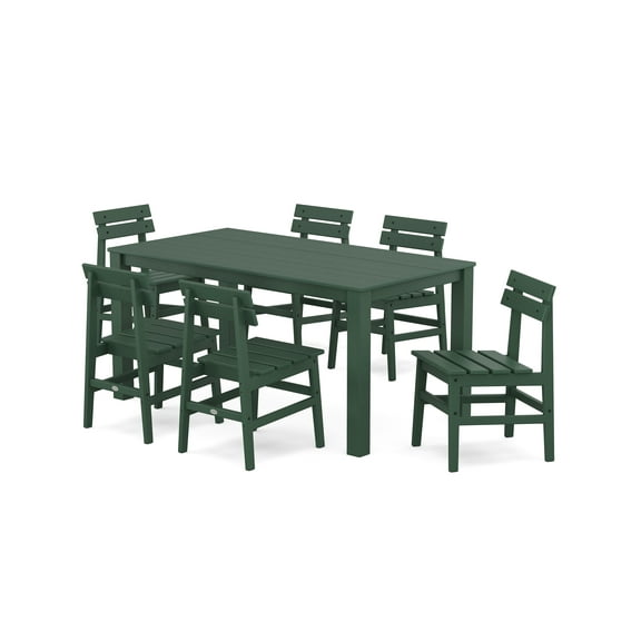 POLYWOOD® Modern Studio Plaza Chair 7-Piece Parsons Table Dining Set in Green