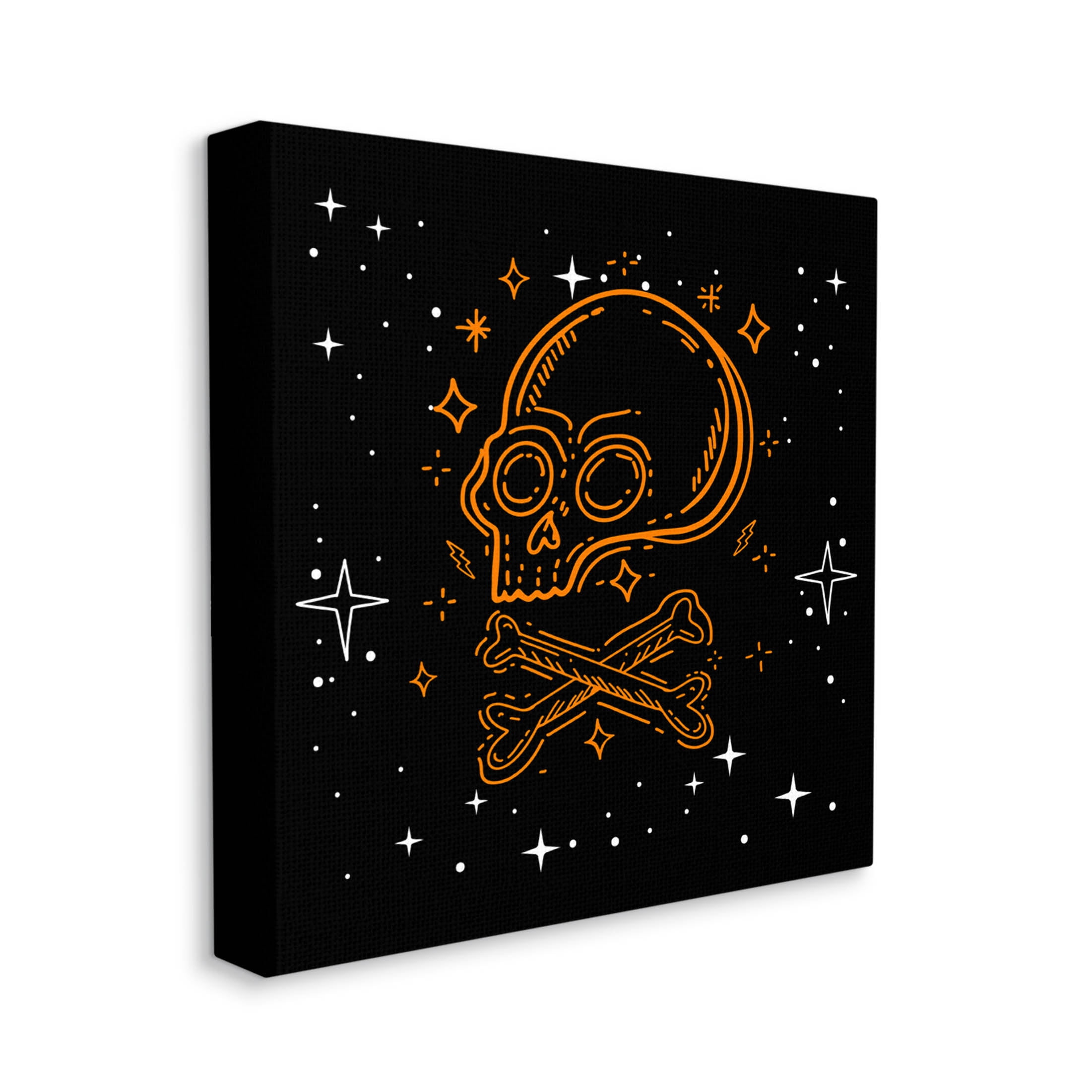Stupell Industries Skull Crossbones Halloween Stars Graphic Art Gallery Wrapped Canvas Print Wall Art, Design by Lil' Rue