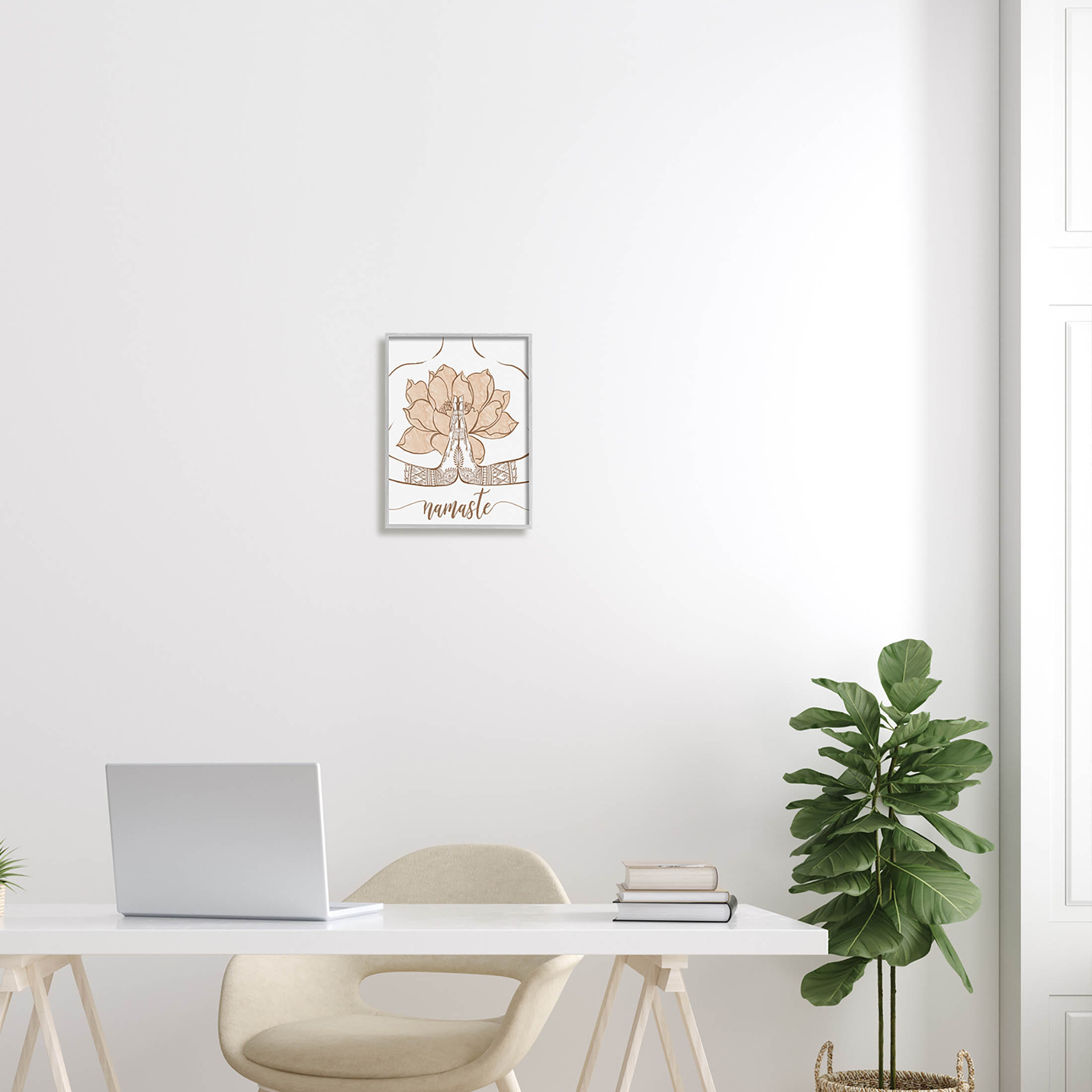 Namaste Henna Pattern Lotus Religious Graphic Art Gray Framed Art Print Wall Art
