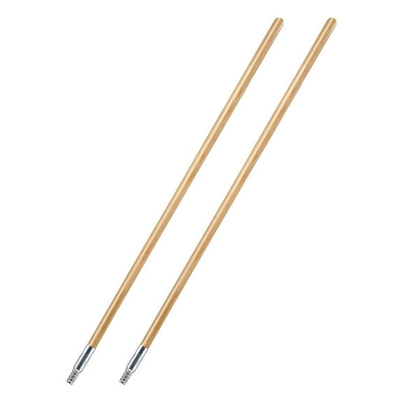 Superio 48" Hardwoood Wood Handle with Threaded Metal Tip for Mops, Squeeges, 2 Pack