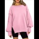 thumbnail image 1 of Sudaderas de Gran Tamaño para Mujer, Cuello Redondo, Larga, Informales, Holgadas, con Abertura, Otoño 2025 Rosa XXL, 1 of 8