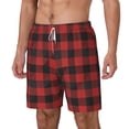thumbnail image 2 of Balery Red Black Plaid Mens Swim Trunks Swim Shorts for Men Quick Dry Inseam Beach Shorts with Compression Liner Pocket-Small, 2 of 9