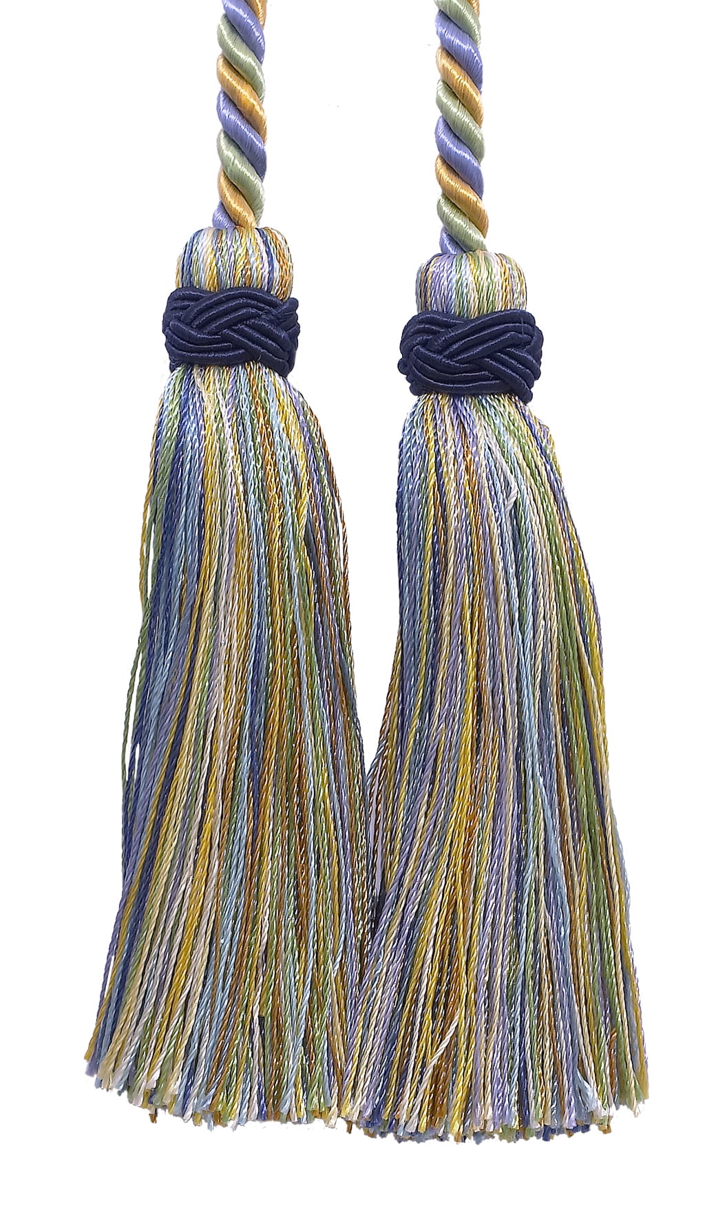 Double Tassel / Green, Gold, Blue / Tassel Ties with 4 inch Tassels, 26