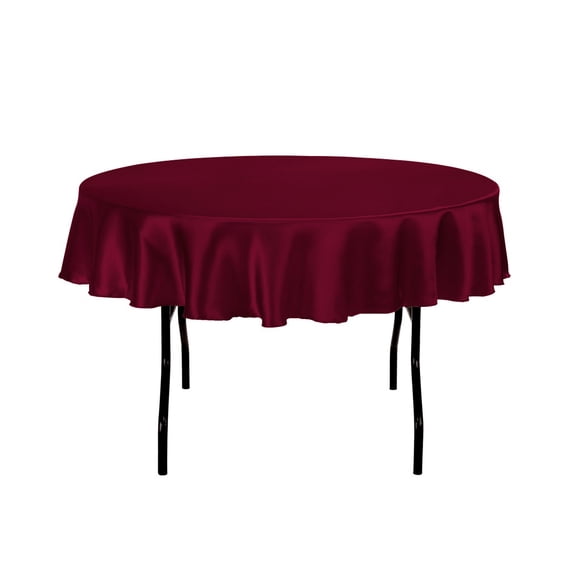 70 in. Round Satin Tablecloth Burgundy
