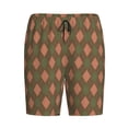 thumbnail image 3 of Wukai Green and Pink Squares Men’s Short Pajama Pants With Pockets Soft Sleep Pj Shorts for Men-Small, 3 of 5