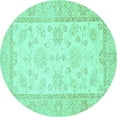thumbnail image 1 of Ahgly Company Indoor Round Oriental Turquoise Blue Traditional Area Rugs, 8' Round, 1 of 4
