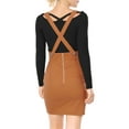 thumbnail image 3 of INSPIRE CHIC Women's High Waist Straight Braces Suspender Skirts S Brown, 3 of 8