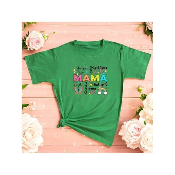Playera Blusa Mujer Mama con Frases de Cariño Ropa Casual y Emotiva para Regalo del Día de la Madre Color Verde Talla Extra Grande Marca Emil SaEs