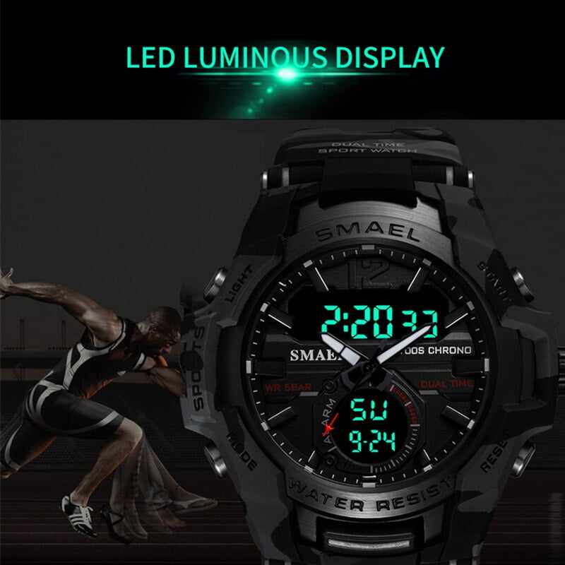 Sport Watch Waterproof Smael Watches Camouflage Case Alarm Clock Stopwatch Luminous Led Digital Wristwatch 1805b Quartz Watches Quartz Wristwatches
