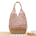 thumbnail image 2 of Bolso de paja de algodón, bolso de mano, bolso de mano para mujer , Rosado Salvador bolsos de hombro de paja para mujer, 2 of 7