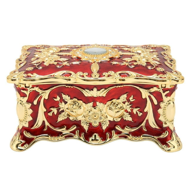 Joyero Vintage, Cofre del Tesoro Caja Forro de Terciopelo Rectangular para Tocador (oro rojo)