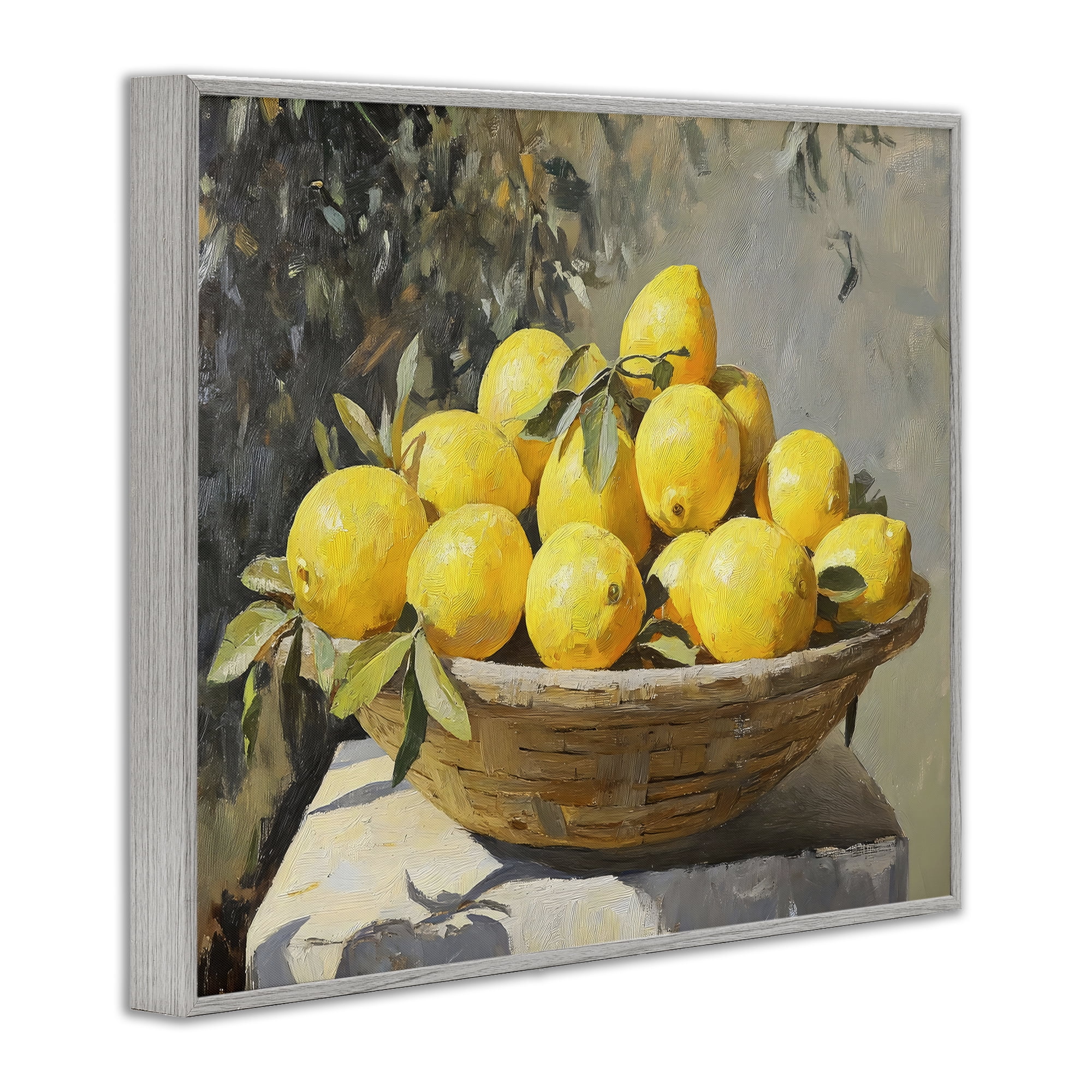Stupell Industries Basket of Lemons in Sunlight Gray Framed Giclee Art, design by Creative Studio