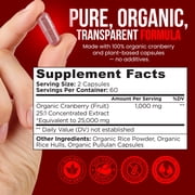 OmniBiotics USDA Organic Cranberry Pills for Women - High Potency 25,000 mg Supplement with 25:1 Fruit Extract - Daily Urinary Tract Support - 120 Vegan Capsules
