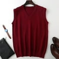 thumbnail image 5 of JTieacloth Men's Sweater Vests Sweater Vest Men's Sleeveless Knitted Vest V Neck Knitted Vest Spring Plain Sleeveless Knitted For Men(Red), 5 of 5