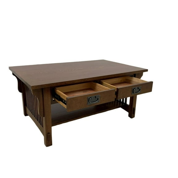 Crafters and Weavers Mission Crofter 4 Drawer Coffee Table with Spindles - 40" - Walnut