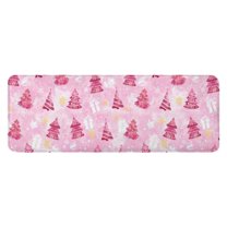 Pink Christmas Tree Pattern Kitchen Rug Mat,Kitchen Runner Rugs Non Skid Washable,Decorative Kitchen Floor Mats for Kitchen,Sink,Laundry,17"x47.2"