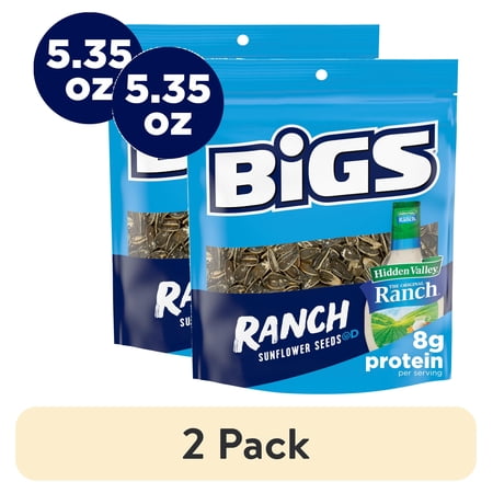 (2 pack) BIGS Sunflower Seeds, Hidden Valley Zesty Ranch Flavor, Father's Day Game Day Snack for Dad, 5.35 oz.