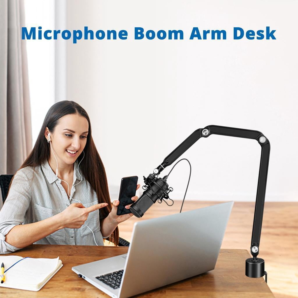 Aluminum Alloy Microphone Desk Stand with Flexible 3 Section Boom Arm Stable For Home And Studio