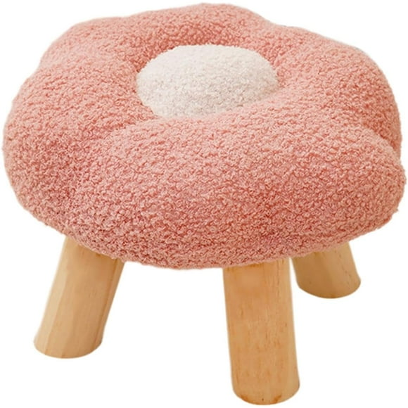 Small Foot Stool ,Sofa Footstool, Multipurpose Comfortable Flower Shape Cartoon Ottoman ,for Bedroom Playroom Bedside Porch , Pink