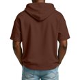 thumbnail image 4 of Hogleaql Short Sleeve Hoodie for Men 1/4 Zipper Lounge T-Shirts Fashion Loose Drawstring Hooded Sweatshirt Tops Coffee L, 4 of 9