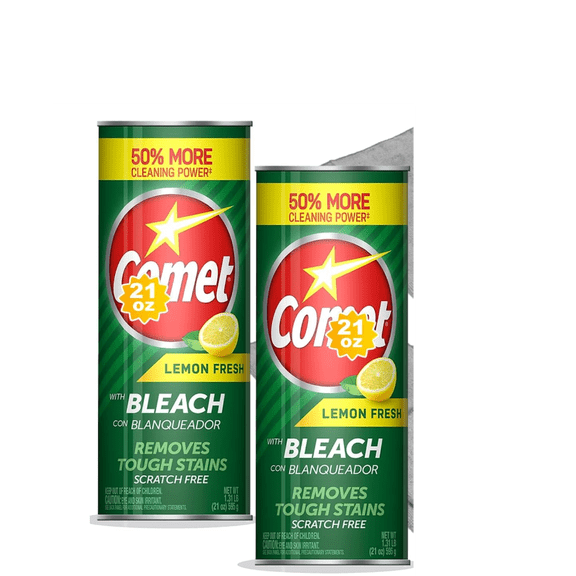 Comet Lemon Fresh Powder Cleanser with Bleach, 21 oz Bottles, 2 Pack